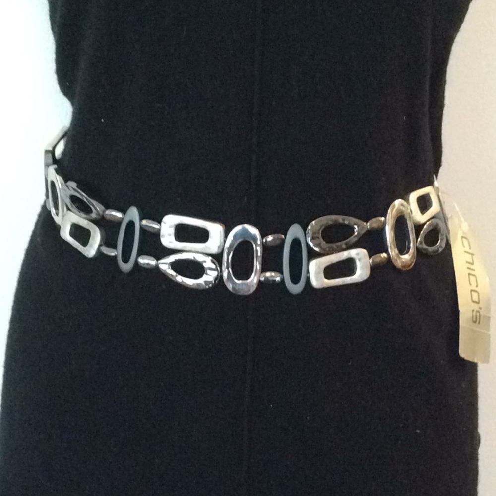 💜⛓NEW Chico’s Silver Shapes Belt⛓💜